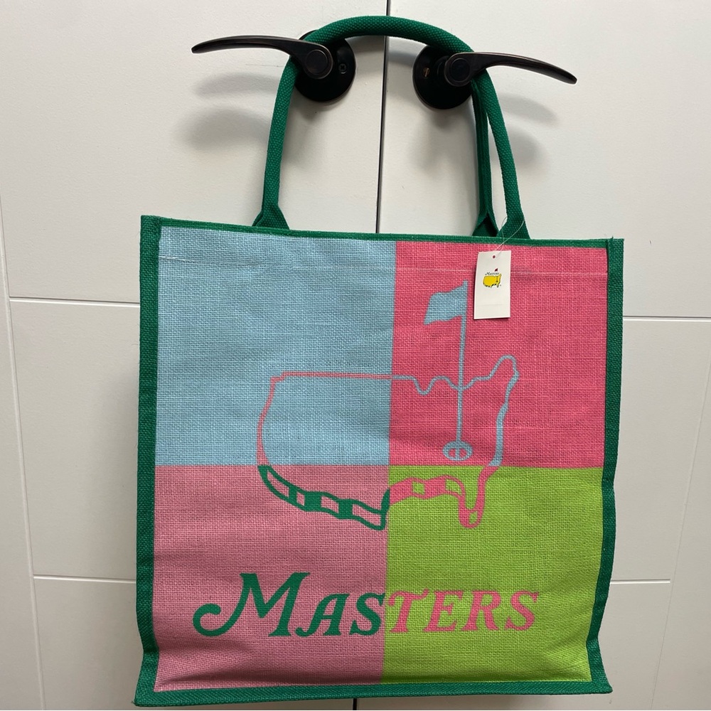 Masters Jute Tote Shopping Bag NEW The Masters Golf Pink Green Augusta women’s